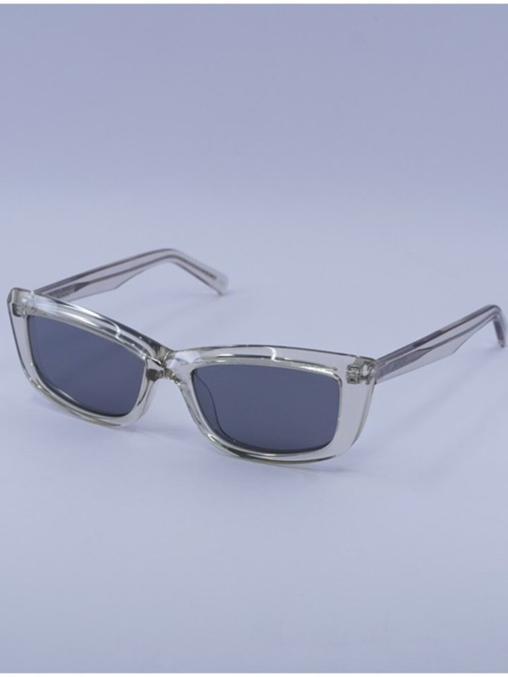 Saint Laurent SL658 003 Sunglasses Beige Cat Eye Frame, Silver Lenses